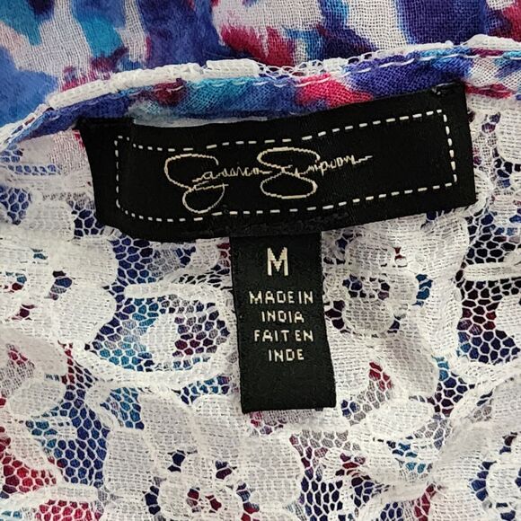 Jessica Simpson Womens Pullover Blouse Size M Semi-Sheer Gauzy Pleated Top - Picture 5 of 9